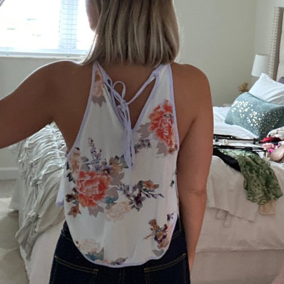 Free People Break Free Tank Top White Floral - Picture 9 of 9